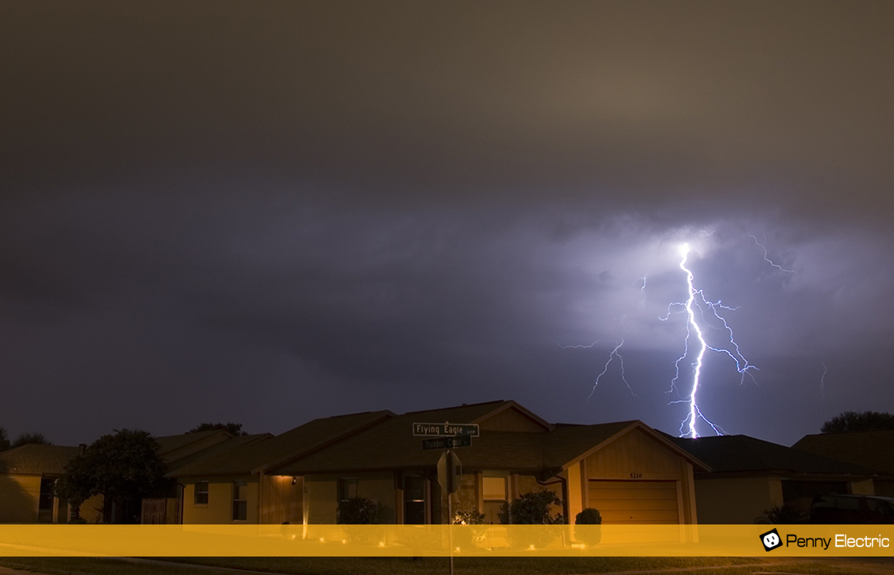 Lightning strike near a home